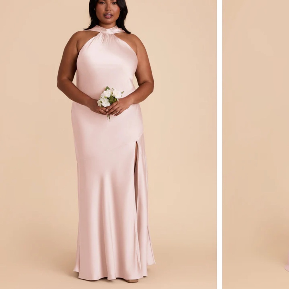 Pink Halter Maxi Gown with Slit Birdy Grey Plus Size Eileen